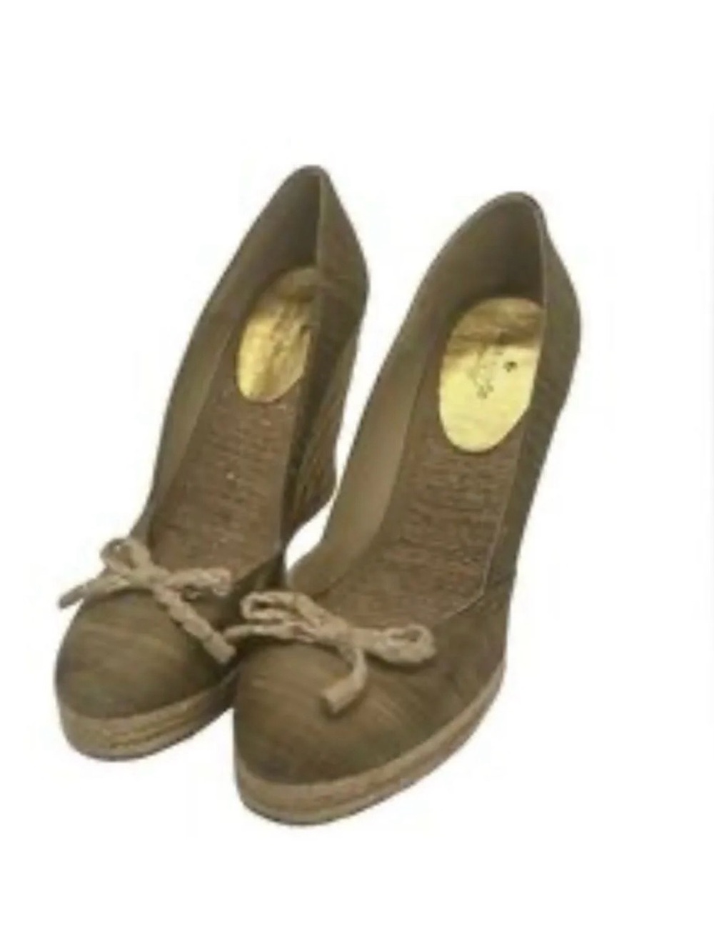Kate Spade Espadrille Wedges Silk Gold Accents
